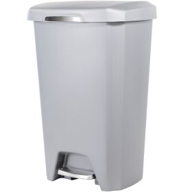 12.1 Gallon Trash Can, Plastic Soft Close Step On Kitchen Trash Can, Gray 12.1 Gallon Trash Can, Plastic Soft Close Step On Kitchen Trash Can, Gray